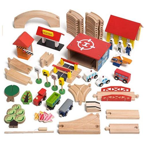 69 Pieces Beech Wood Train Track Set