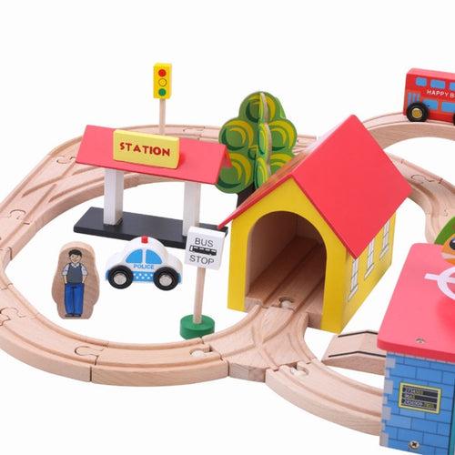 69 Pieces Beech Wood Train Track Set