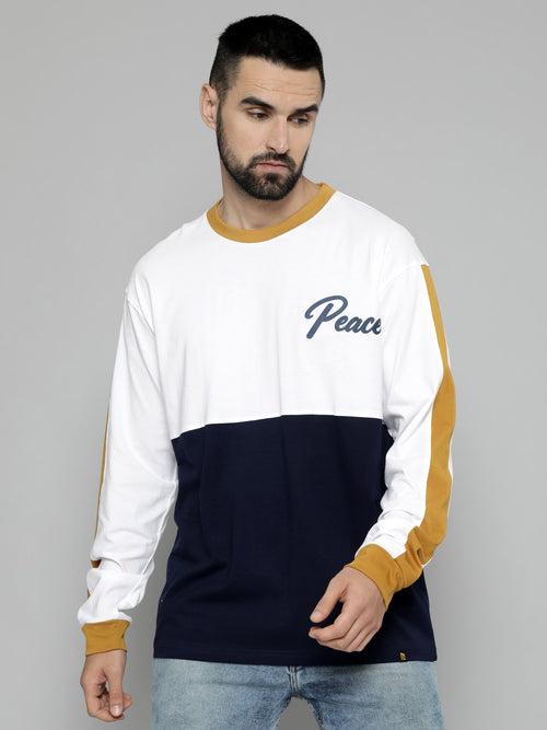 Peace White Navy T-Shirt