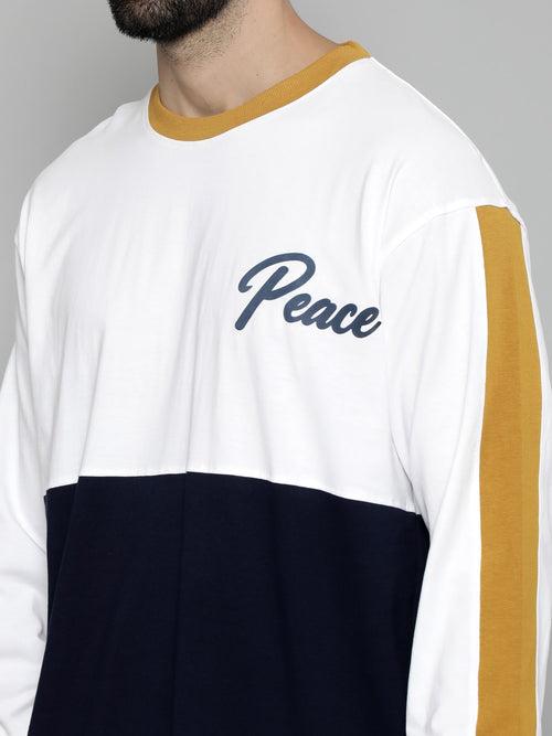 Peace White Navy T-Shirt