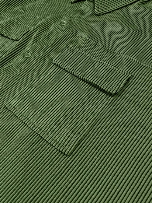 Stripe Textured Olive Full Sleeve Shirt