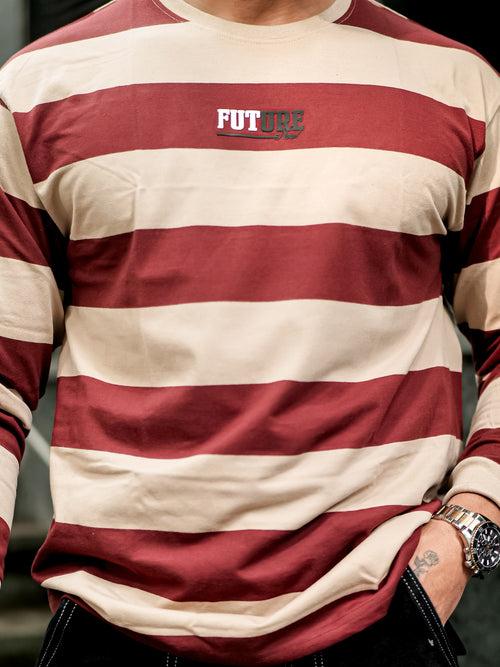 Future Stripes Brown Oversized T-Shirt