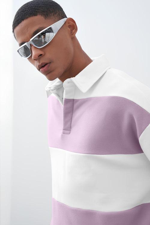ColorBlock Lavender White Polo T-Shirt