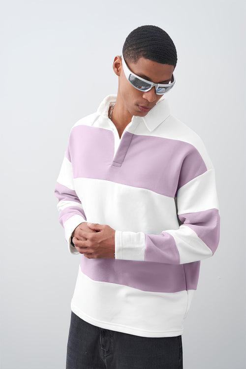 ColorBlock Lavender White Polo T-Shirt