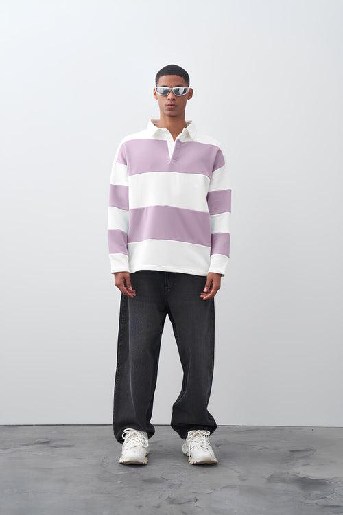 ColorBlock Lavender White Polo T-Shirt