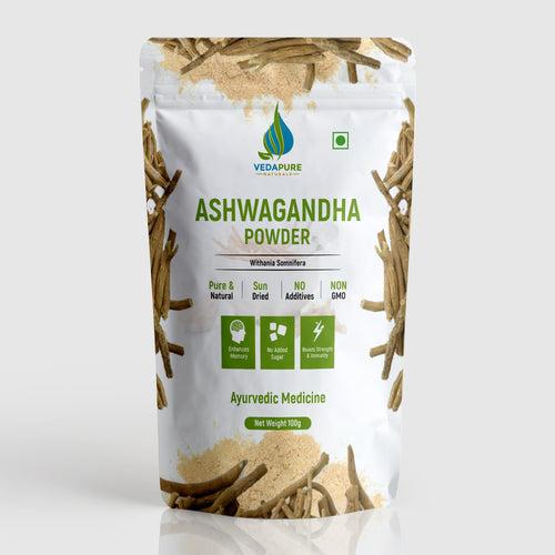 Vedapure Naturals Pure & Natural Ashwagandha Powder, Support Muscle Strength, For Mental calmness and anxiety issues- 100gm