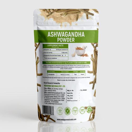 Vedapure Naturals Pure & Natural Ashwagandha Powder, Support Muscle Strength, For Mental calmness and anxiety issues- 100gm