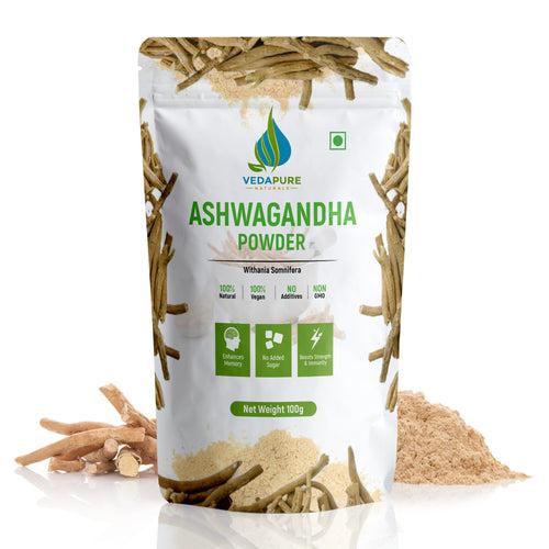 Vedapure Naturals Pure & Natural Ashwagandha Powder, Support Muscle Strength, For Mental calmness and anxiety issues- 100gm