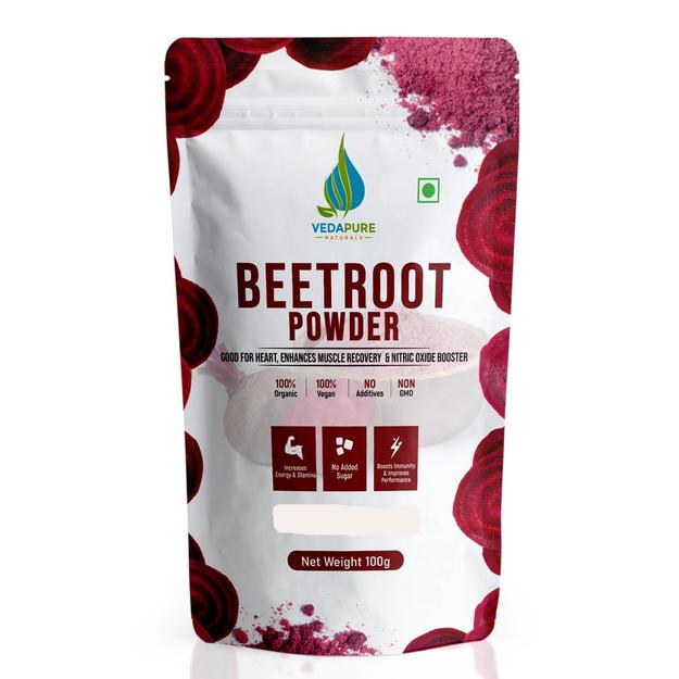 Vedapure Naturals Pure Beetroot Powder | Natural Anti-Oxidant for Heart Health & Energy Boost | Promotes good Skin & Hairs | - 100 GM