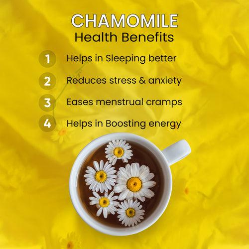 Vedapure Naturals Chamomile Tea | Sun Dried Whole Chamomile Flower Buds | Stress Relief & Good Sleep Tea | Caffeine Free Pure Herbal Bed Time Tea | - 25 Gm