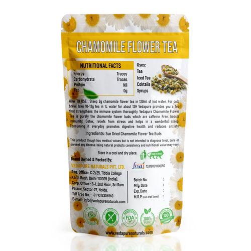 Vedapure Naturals Chamomile Tea | Sun Dried Whole Chamomile Flower Buds | Stress Relief & Good Sleep Tea | Caffeine Free Pure Herbal Bed Time Tea | - 25 Gm