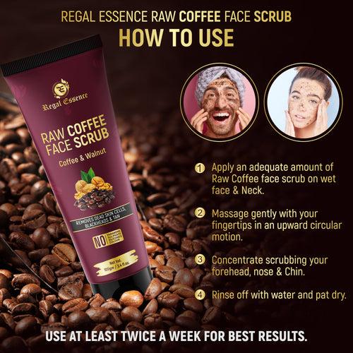 Regal Essence Raw Coffee Face Scrub + Vitamin C Face Wash + Lip & Cheek Tint ( COMBO PACK)