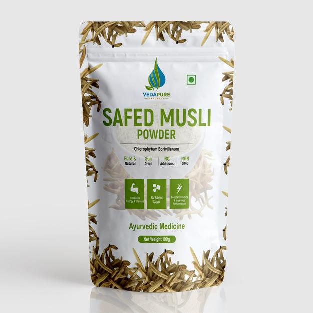 Vedapure Naturals Pure & Natural Safed Musli Powder Supports Vigor & Vitality - 100gm