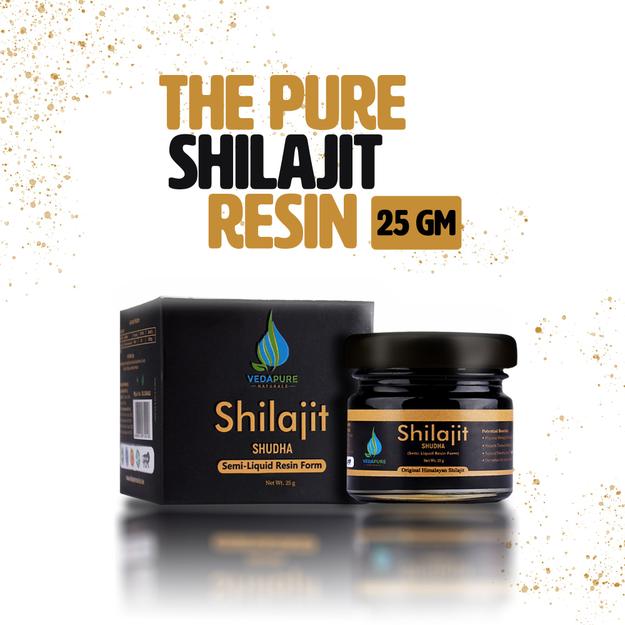 VEDAPURE Shudha  Pure Ayurvedic Shilajit/Shilajeet Resin 25g | Boost Performance | Resin Lab-Tested for Purity | Silajit Natural Bodybuilding | Himalayan shilajit | shilajit Power | Energy | Stamina | Strength | 25 Gm