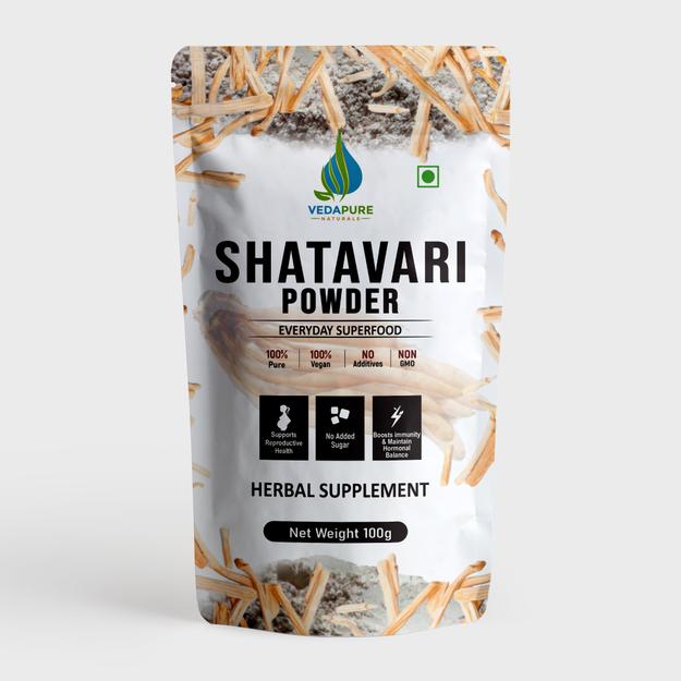 Vedapure Naturals Pure Shatavari Powder | Herbal Supplement | Ayurvedic Shatavari Powder to Support Women Health | Supports Digestion & Balance Hormones | 100 gm