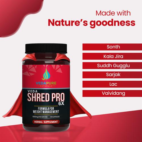 Vedapure Naturals Veda Shred Pro 6x Fat burner Weight Management - 60 Capsules