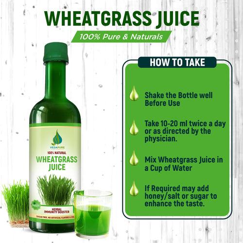 Vedapure Naturals Pure Wheatgrass Juice | Improves Immunity, Boosts Energy and Detoxify - 500ML