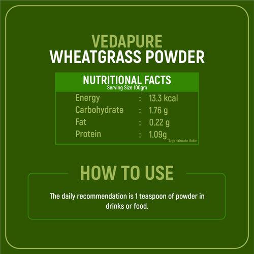 Vedapur Naturals Organic & Natural Wheatgrass Powder For Immunity & Energy - 100gm