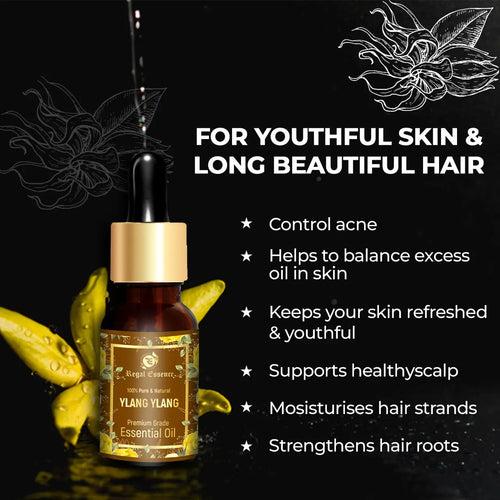 Regal Essence Ylang Ylang Essential Oil-Pure, Organic, Natural & Undiluted Therapeutic Grade Oil| Healthy Hair, Face, Skin, Scalp, Control Acne & Oily Skin, Aromatherapy 15ml