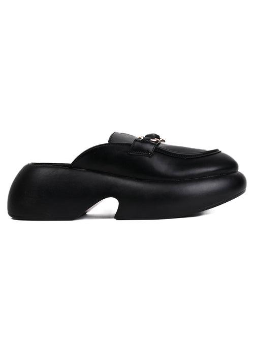 Women Black Solid Mules