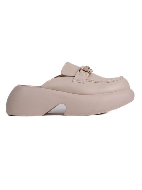 Women Beige Solid Mules