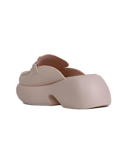 Women Beige Solid Mules