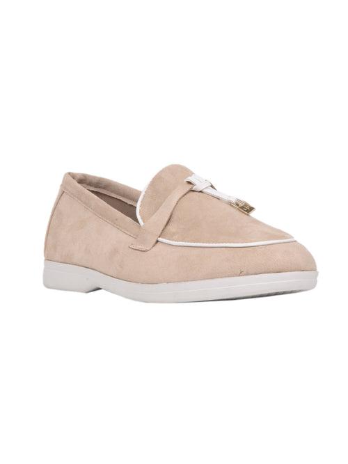 Women Beige Solid Loafers