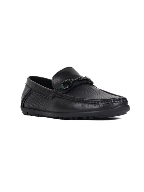 Men Black Perforated Driving Shoes