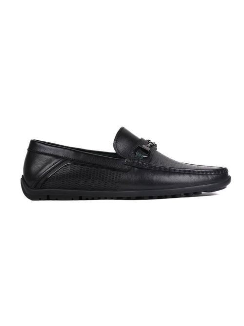 Men Black Perforated Driving Shoes