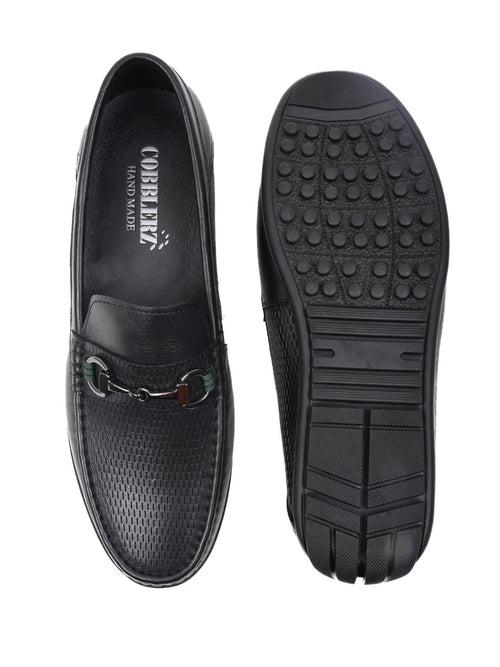 Men Black Perforated Driving Shoes