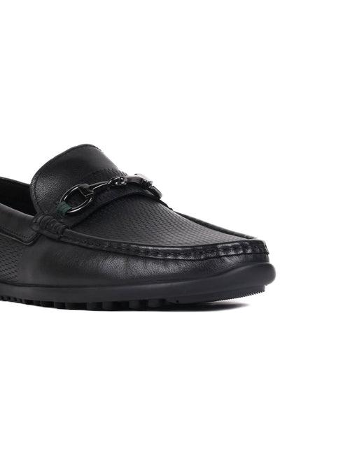 Men Black Perforated Driving Shoes