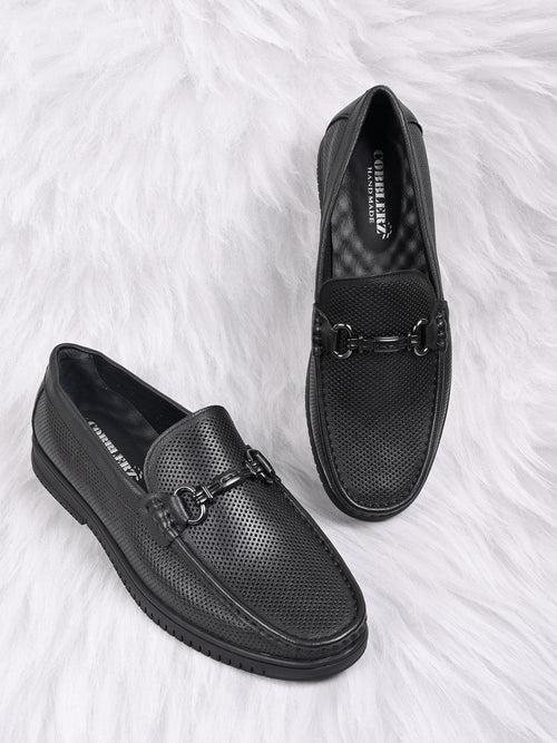 Men Black Perforated Loafers