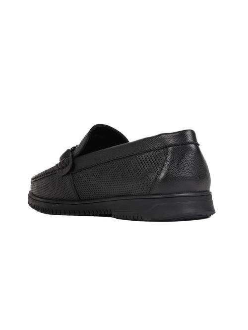 Men Black Perforated Loafers