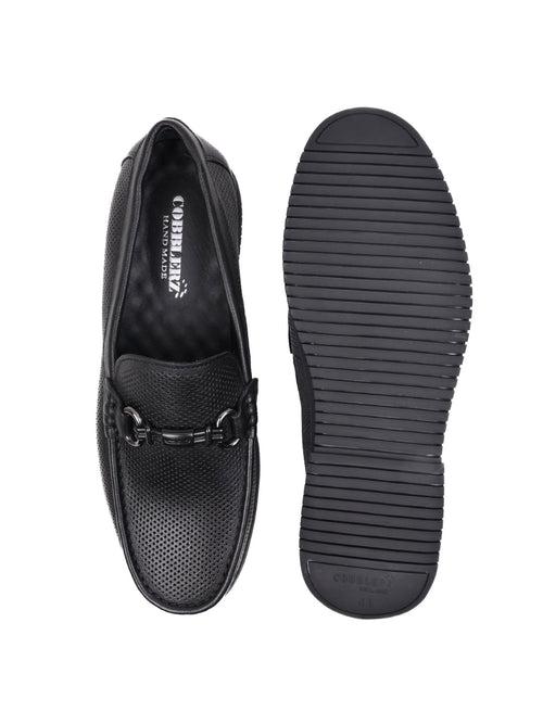 Men Black Perforated Loafers