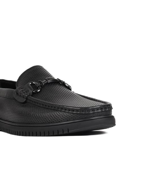 Men Black Perforated Loafers