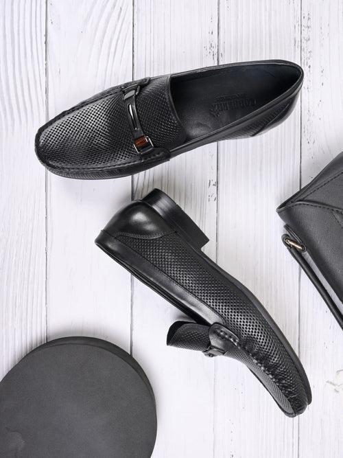Men Black Perforated Loafers
