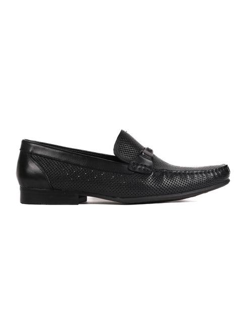 Men Black Perforated Loafers