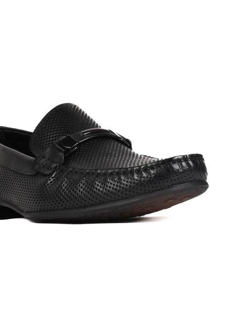 Men Black Perforated Loafers