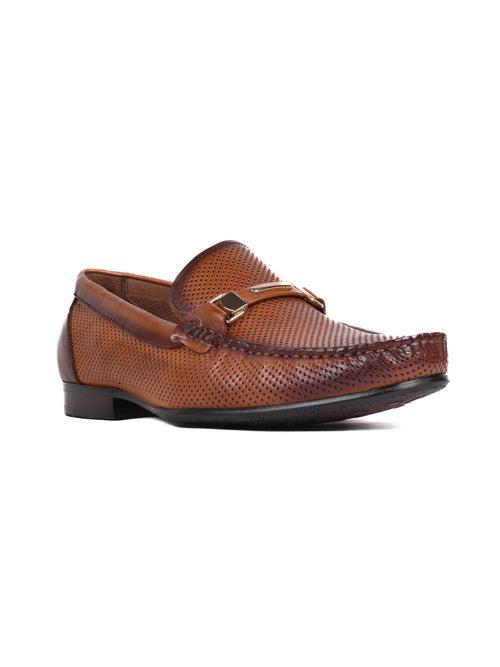 Men Tan Perforated Loafers