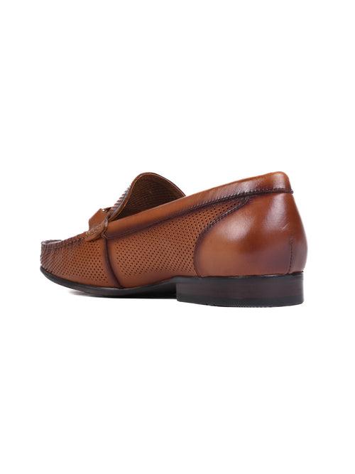 Men Tan Perforated Loafers