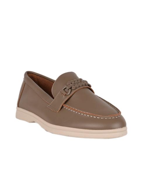 Women Khaki Solid Loafers