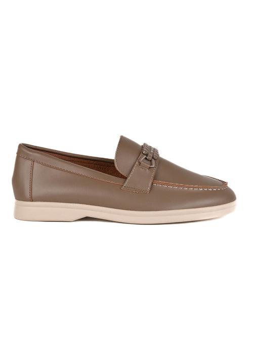 Women Khaki Solid Loafers