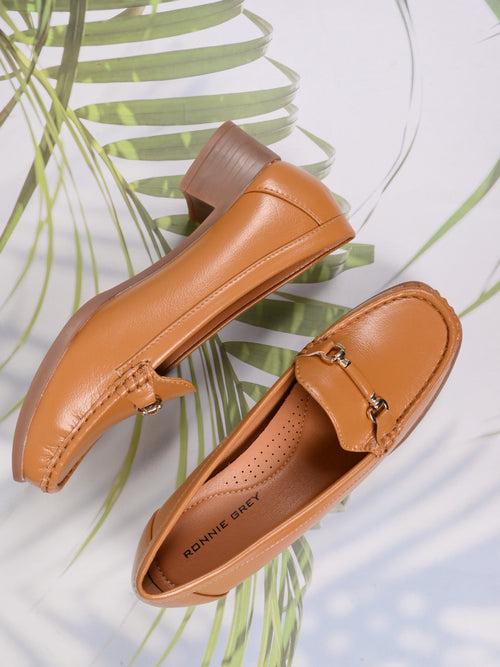Women Tan Solid Loafers