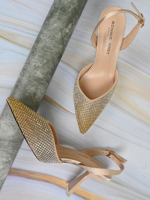 Women Gold Embellished Pumps