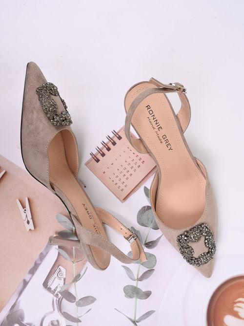 Women Grey Embellished Pumps