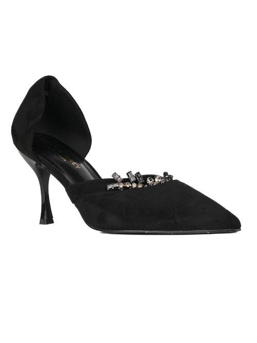 Women Black Embellished Pumps