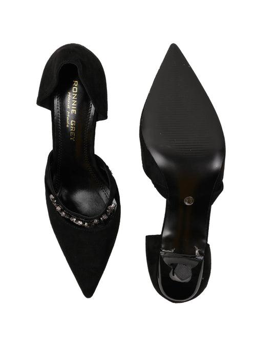 Women Black Embellished Pumps