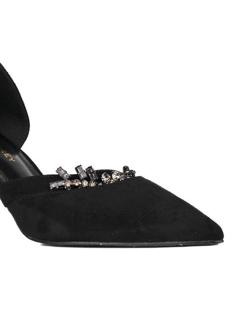 Women Black Embellished Pumps