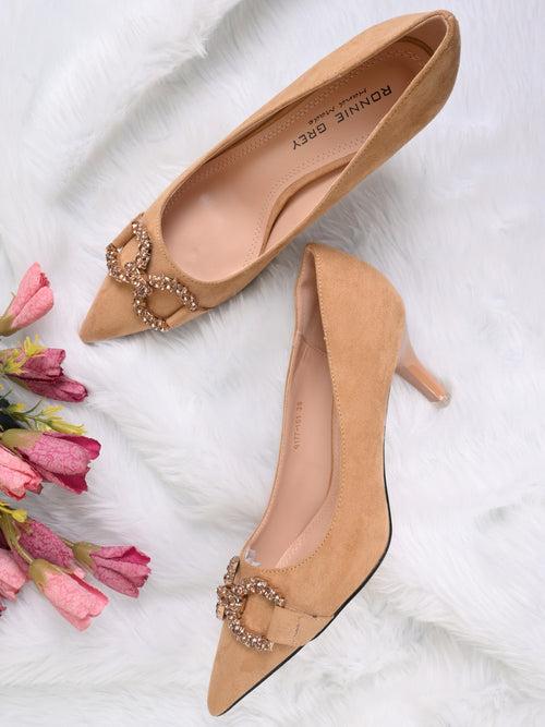 Women Brown Embellished Pumps