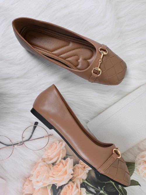 Women Brown Woven Design Ballerinas